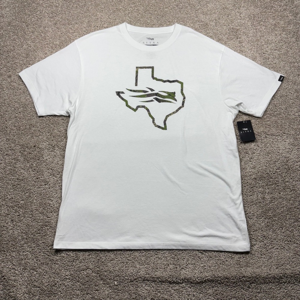 Sitka Gear Mens Texas Optifade Tee White Camo Logo Graphic T-Shirt XL